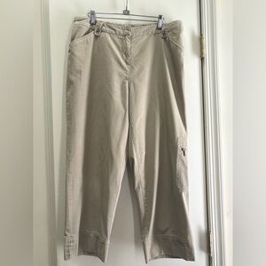JJill Tan Wide Leg Cargo Ankle Pants